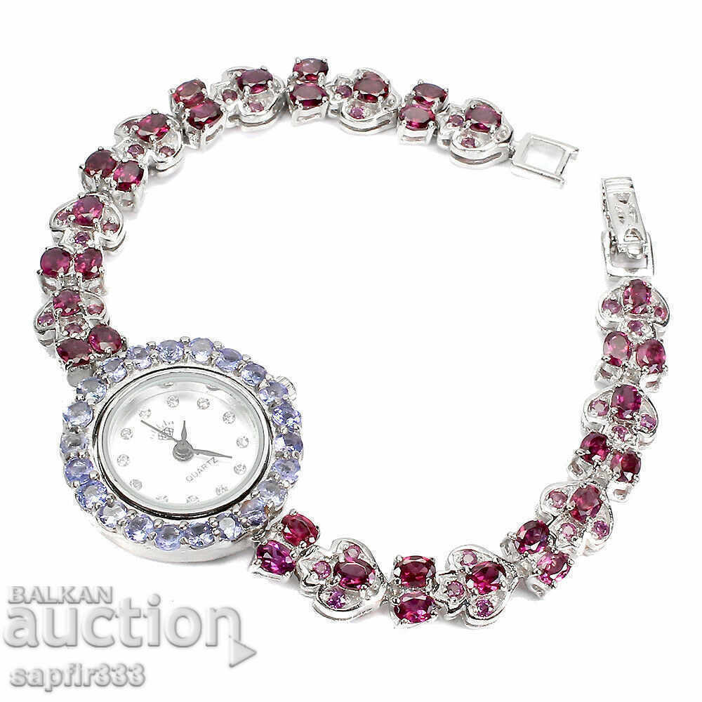 LUXURY SILVER WATCH TANZANITE AND RHODOLITE GRANATE with price 840.00 BGN | € 429.49 LUXURY SILVER WATCH TANZANITE AND RHODOLITE GRANATE with price 840.00 BGN | € 429.49