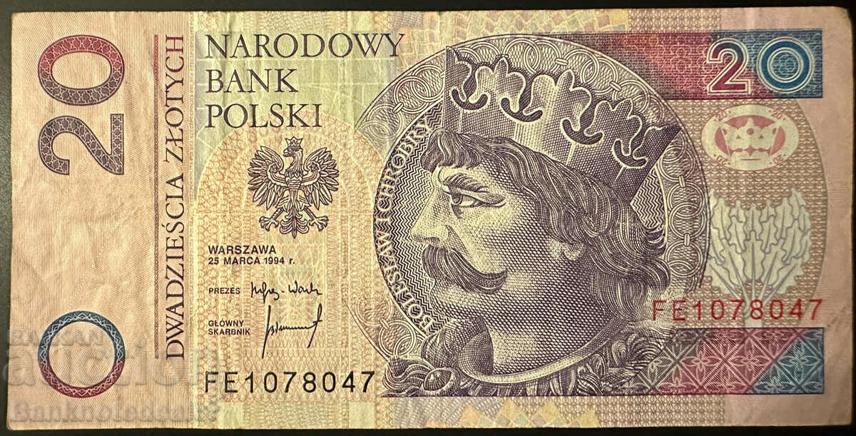 Poland 20 Zlotych 1994 Pick 174a Ref 8047