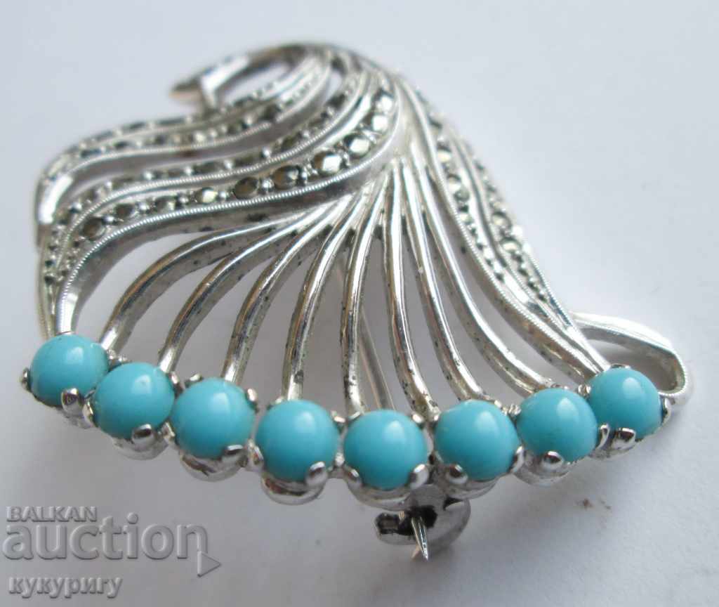 Author's women's brooch needle with stones "Bird" - 5