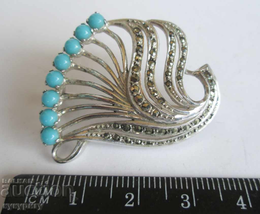 Author's women's brooch needle with stones "Bird" - 7
