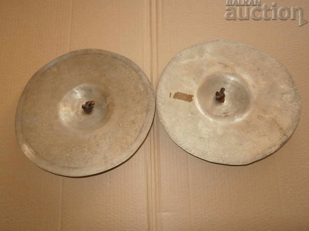 a pair of antique cymbal cymbals - 5