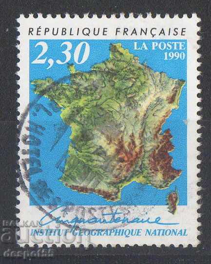 1990. Γαλλία. 50 χρόνια του Εθνικού Γεωγραφικού Ινστιτούτου.