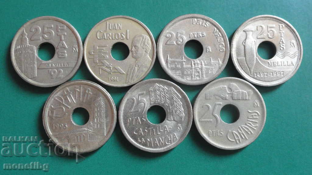 Licitație Spania - 25 pesetas (7 bucăți)
