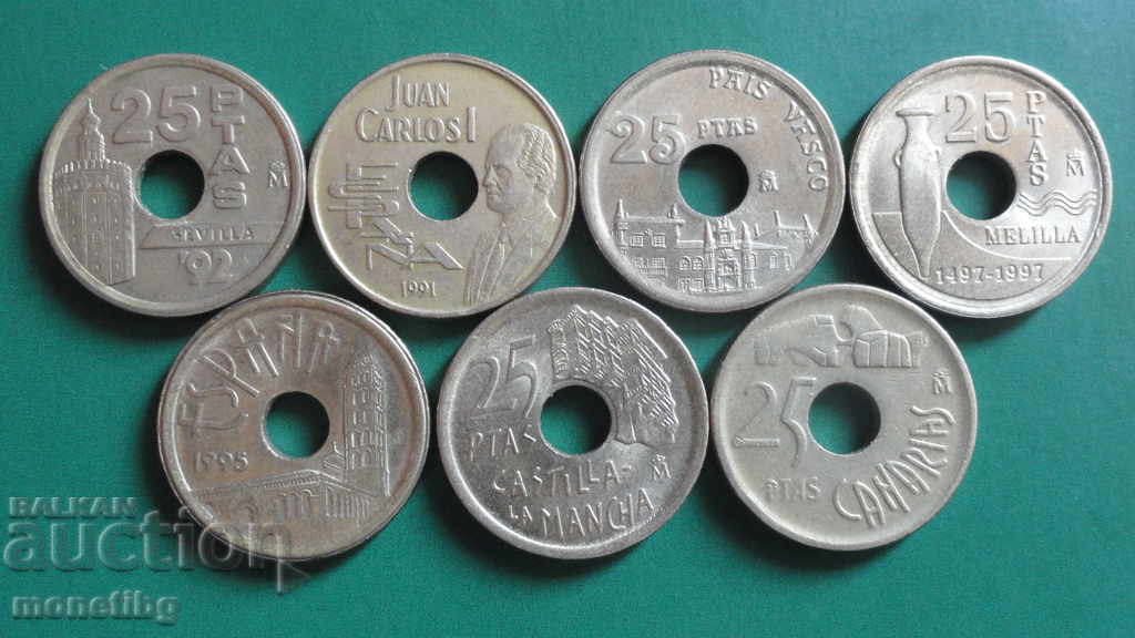Spania - 25 pesetas (7 bucăți)