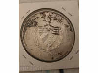 Moneda de argint rară din Cuba de 1 peso 1933