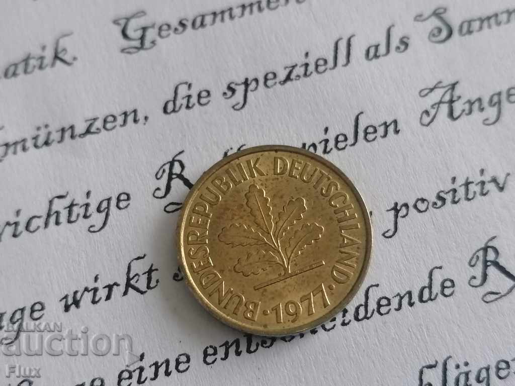 Coin - Germany - 5 pfennigs 1977; D series with price 0.80 BGN | € 0.41