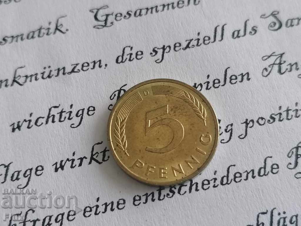 Monedă - Germania - 5 pfennigs 1977; seria D