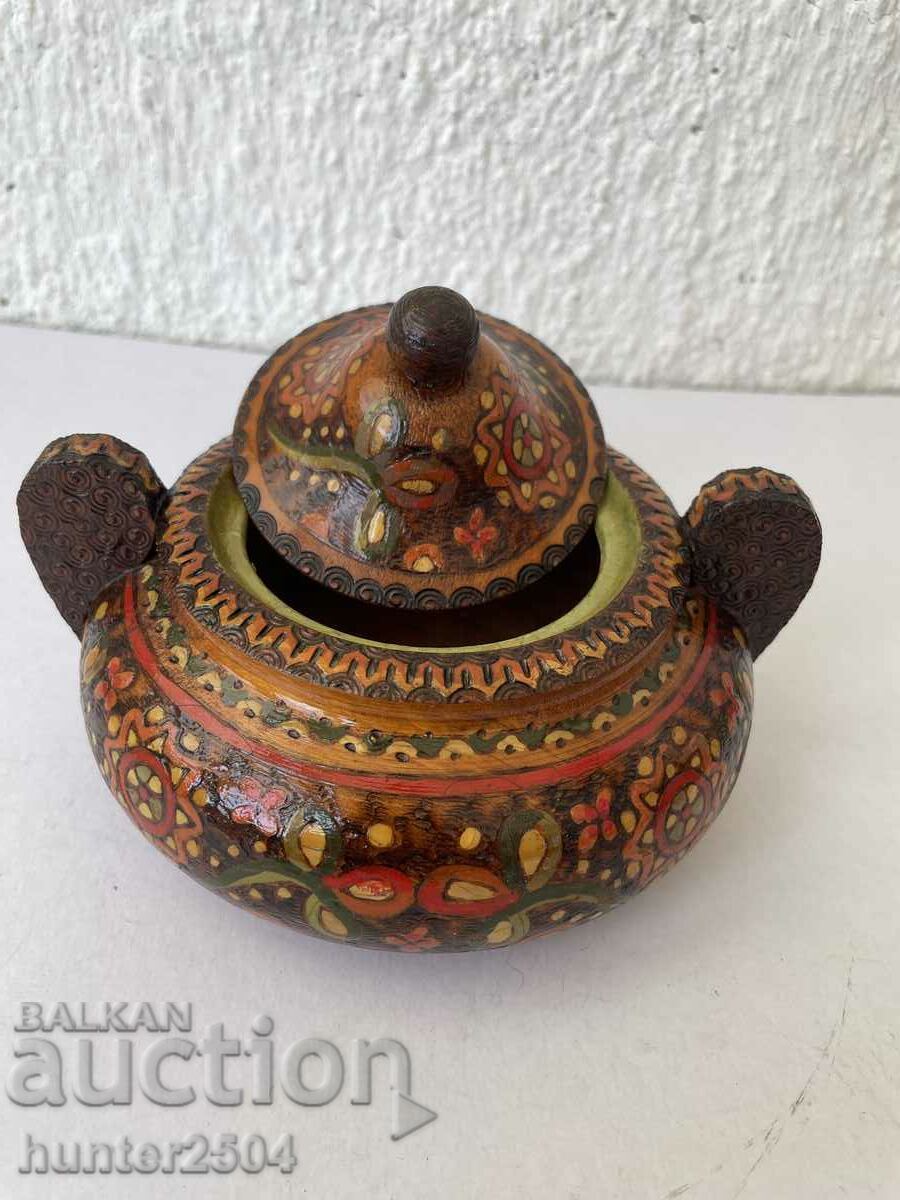 Bol din lemn, pirografie colorată, 11 cm cu preț € 12.95 | 25.33 BGN