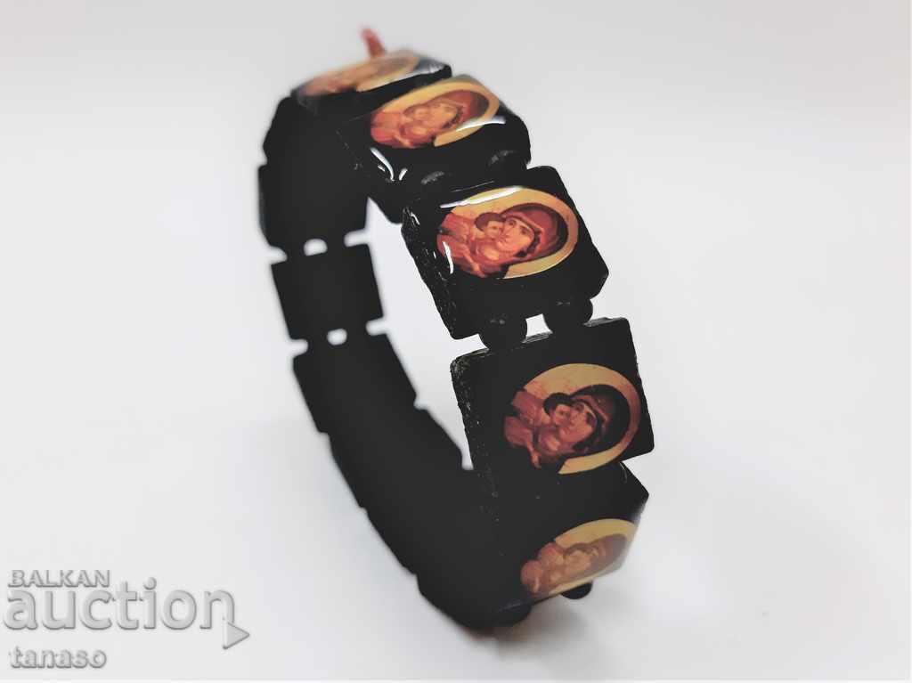 Black wooden bracelet with orthodox icons - 5