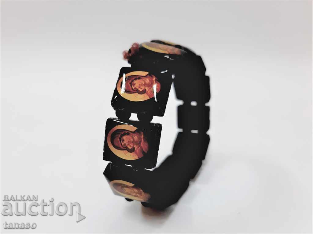 Black wooden bracelet with orthodox icons - 6