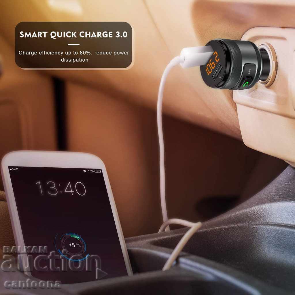 Auction FM transmitter Bluetooth 5.0, QC 3.0, VOLTMETER, MP3, 2 x USB Auction FM transmitter Bluetooth 5.0, QC 3.0, VOLTMETER, MP3, 2 x USB