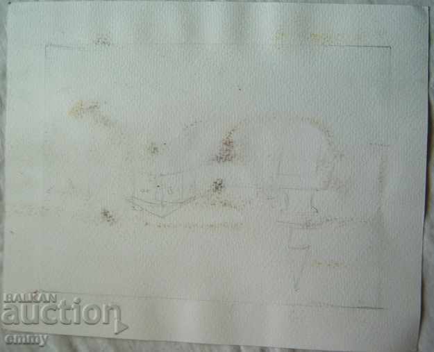 Delivery of Watercolor landscape sea "Boat" not signed Delivery of Watercolor landscape sea "Boat" not signed