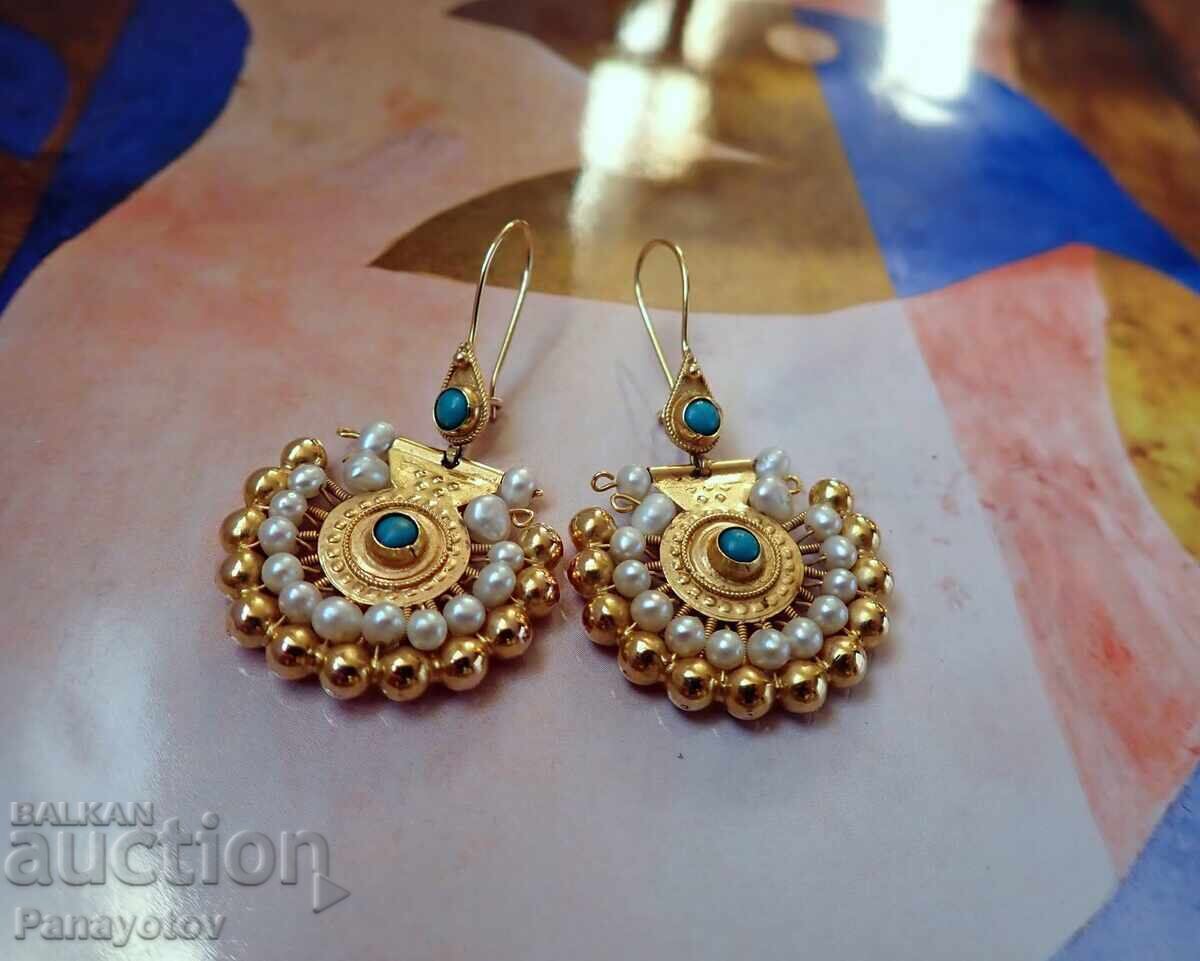 GOLDEN EARRINGS GOLDEN EARRINGS FOR BUFFS I WEAR JEWELRY PEARLS TURQUOISE - 6