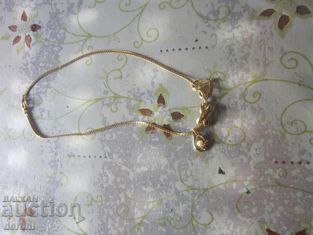 Unique gilded necklace necklace with pearl - 7 Unique gilded necklace necklace with pearl - 7