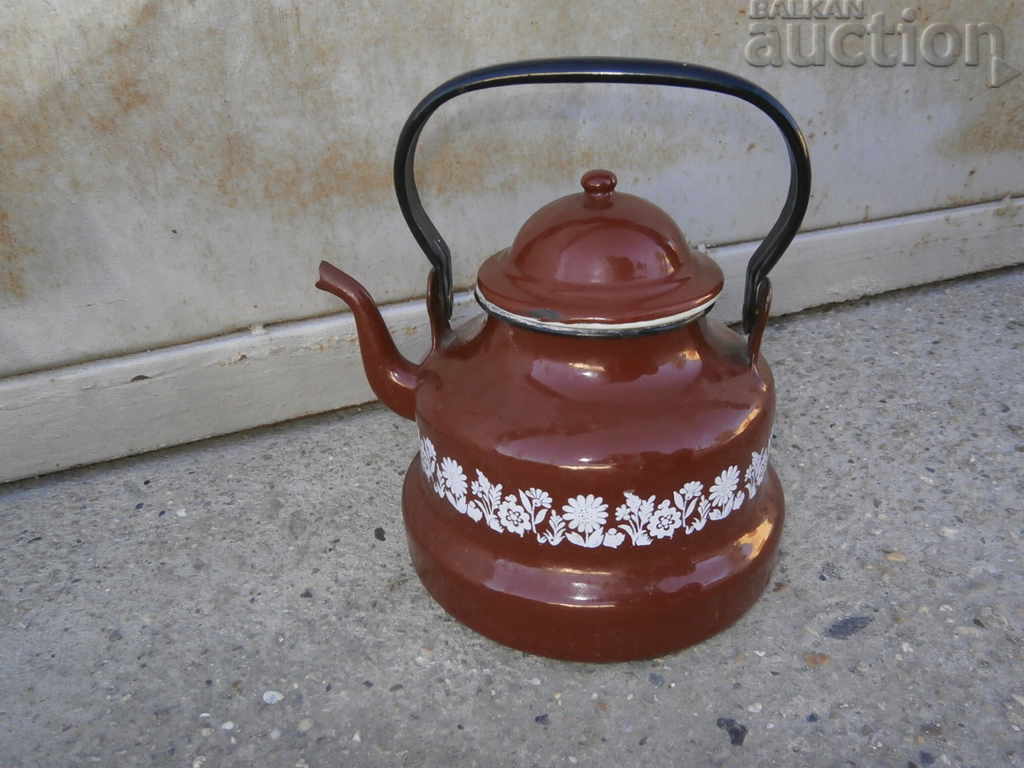 Auction large retro vintage enameled teapot 50s Auction large retro vintage enameled teapot 50s