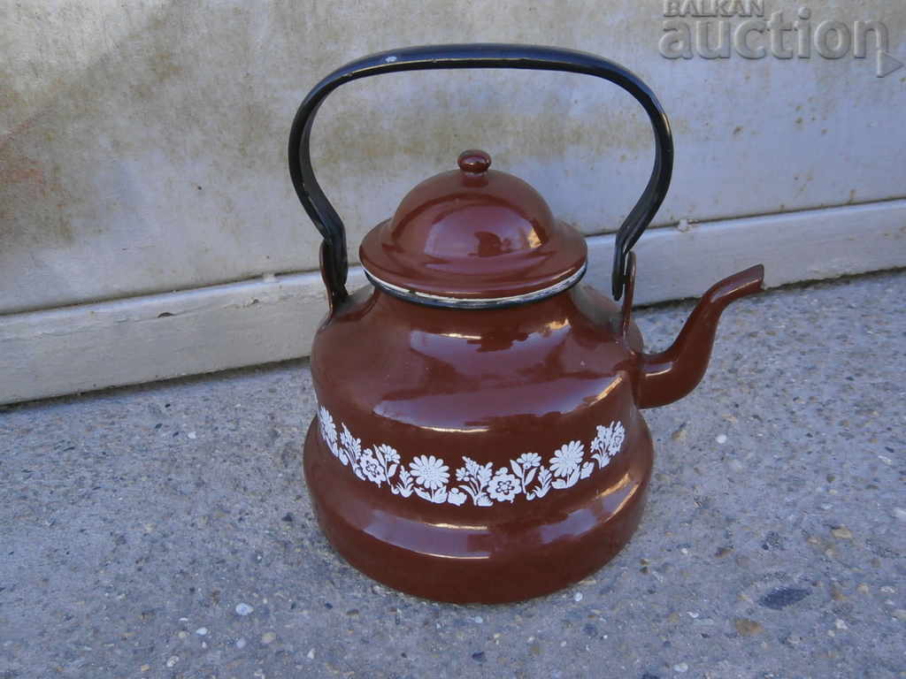 large retro vintage enameled teapot 50s