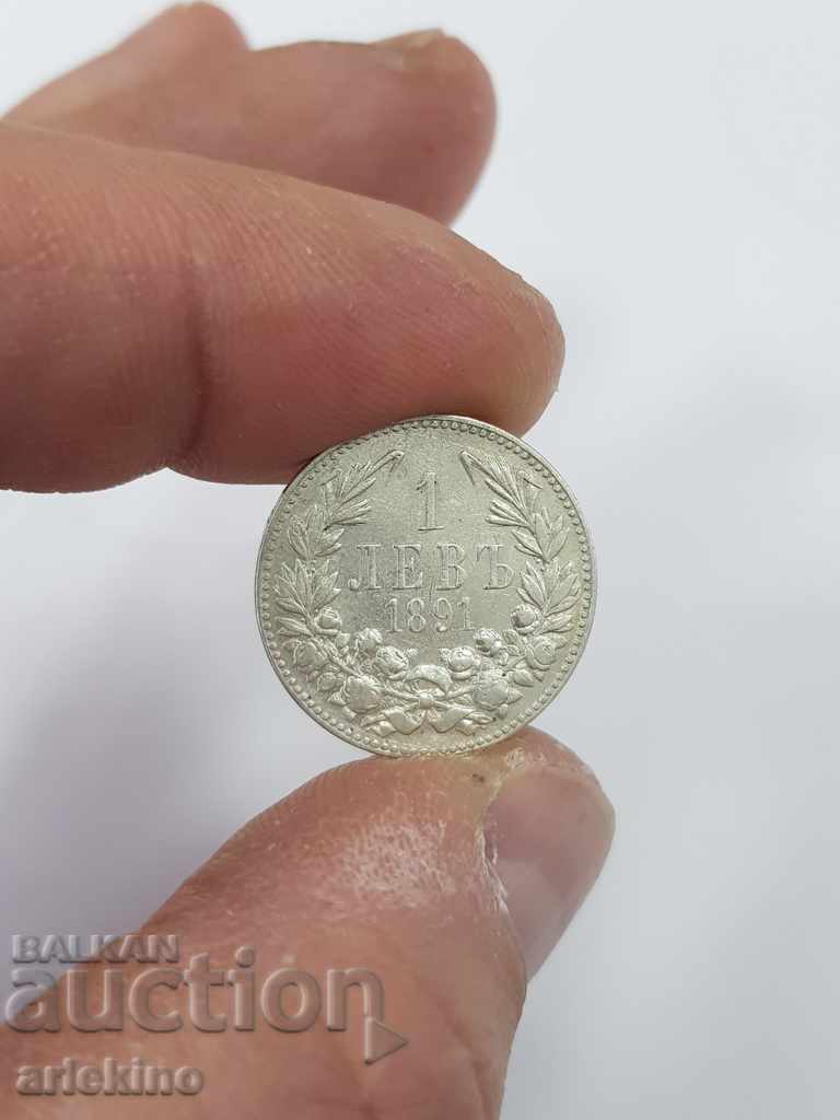 Bulgarian princely silver coin BGN 1 1891 - 5 Bulgarian princely silver coin BGN 1 1891 - 5