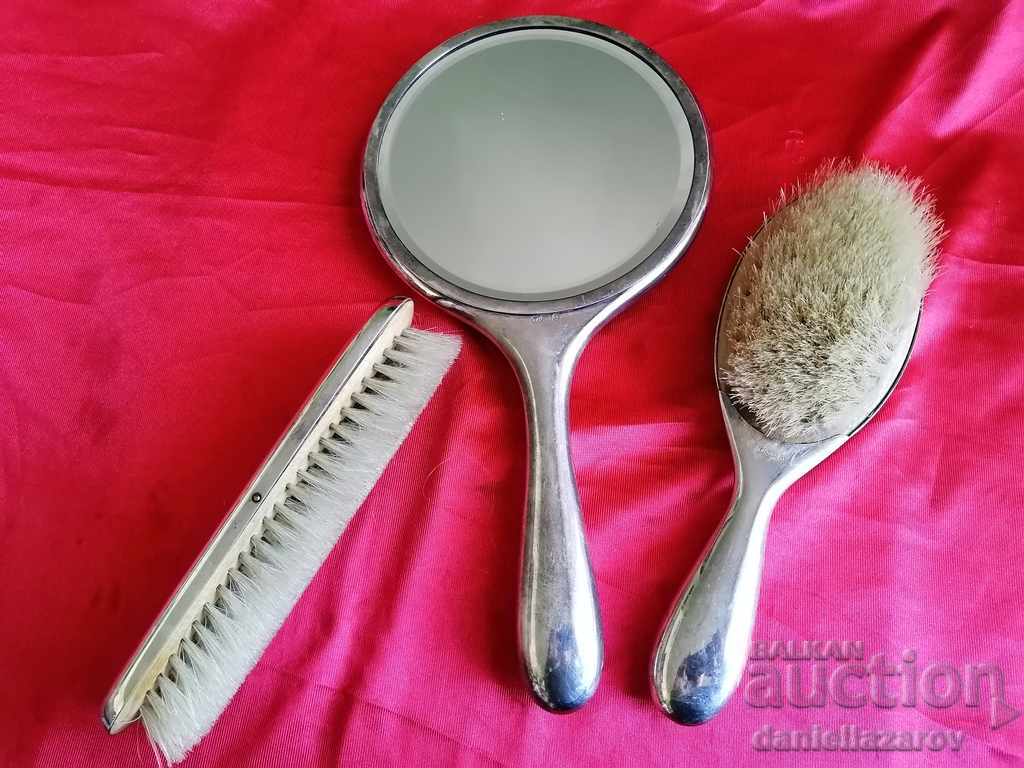 Set of Silver Plated Mirror with Brushes SILVER 90m with price 120.00 BGN | € 61.36 Set of Silver Plated Mirror with Brushes SILVER 90m with price 120.00 BGN | € 61.36