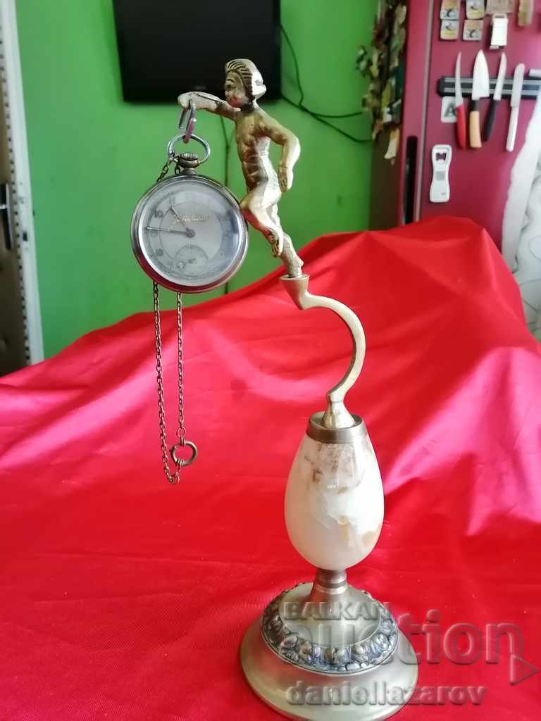 Unique! Baroque Pocket Watch Stand Bronze and Onyx