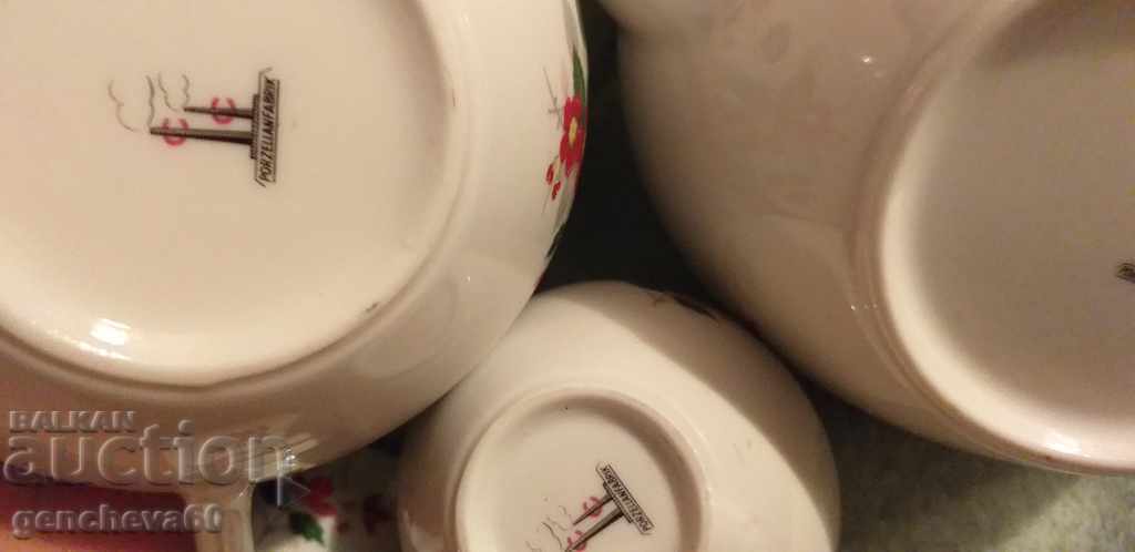 Auction  Beautiful German porcelain jugs with floral motifs