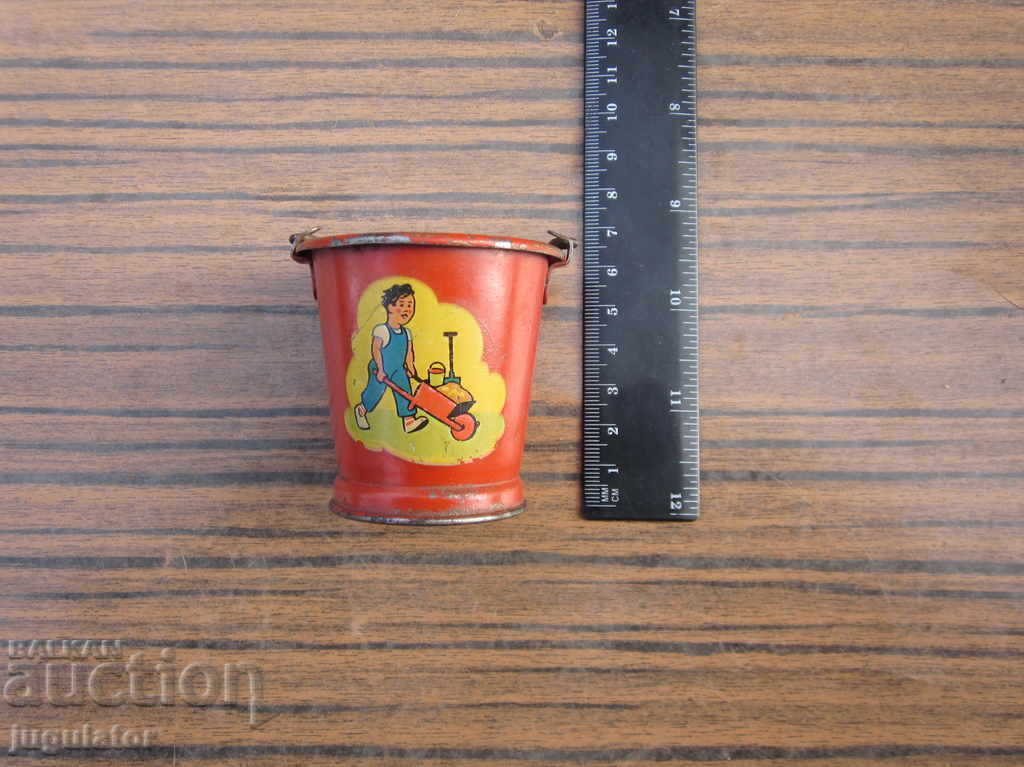 vintage metal tin children's toy bucket pail - 6