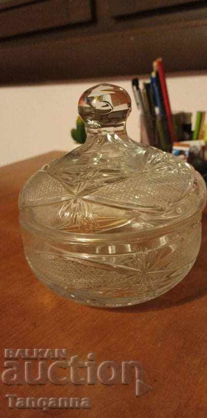 Glass crystal sugar bowl