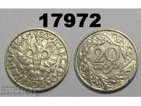 Moneda Polonia 20 groschen 1923