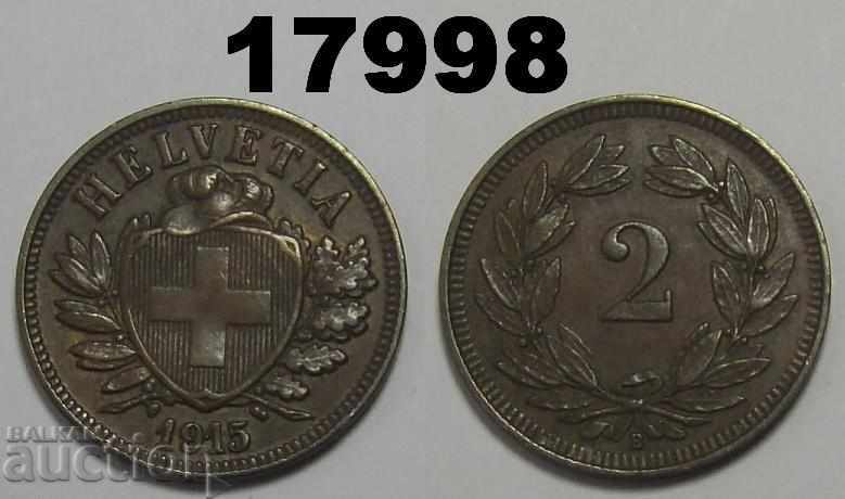 Elveția 2 rapen 1915 AU Monedă excelentă
