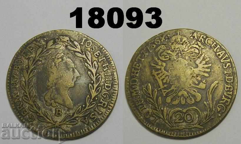 Рядък фалшификат Австрия 20 кройцера 1786