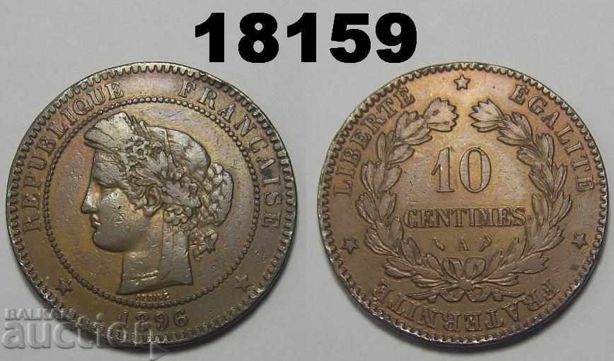 TORȚĂ! RAR Franța deteriorată 10 centimes 1896 A