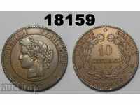 TORȚĂ! RAR Franța deteriorată 10 centimes 1896 A