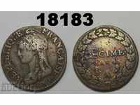 Франция DECIME 1795 Lan 4 A Рядка монета
