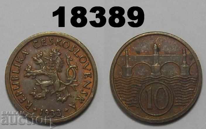 Czechoslovakia 10 cholera 1933 Rare coin