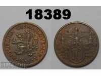 Cehoslovacia 10 holera 1933 Monedă rară