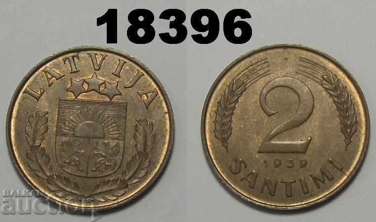 Латвия 2 сантима 1939 Отлична монета