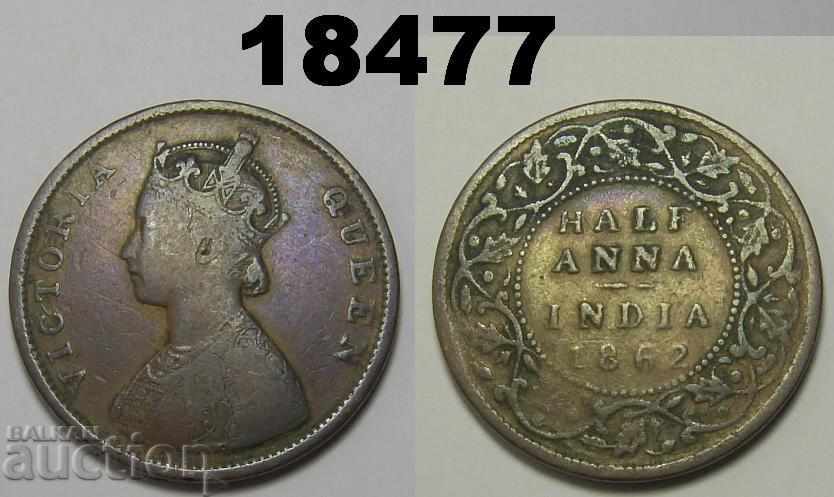 Индия 1/2 анна 1862 монета