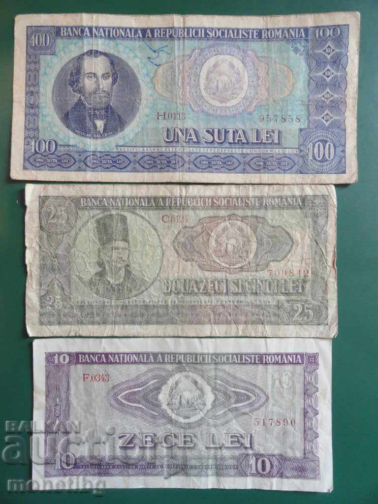 Auction Romania 1966 - 10, 25 and 100 lei Auction Romania 1966 - 10, 25 and 100 lei