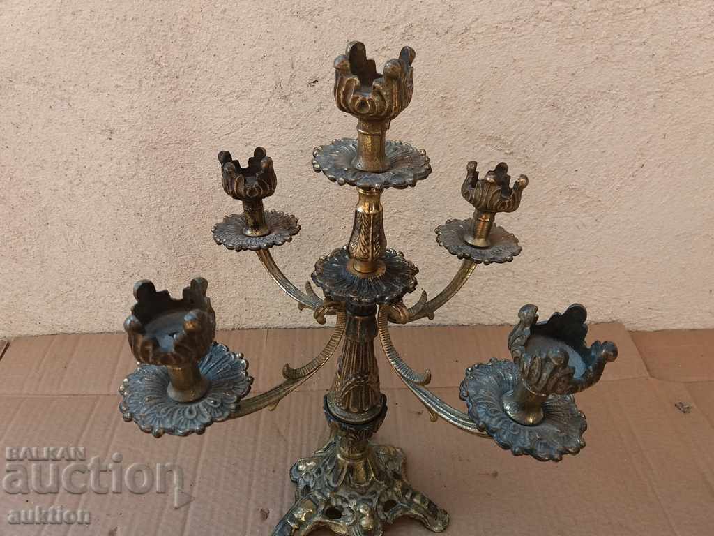 MASSIVE BRONZE CANDLEHOLDER - FOR 5 CANDLES - ARICHOCRATIC with price 69.99 BGN | € 35.79
