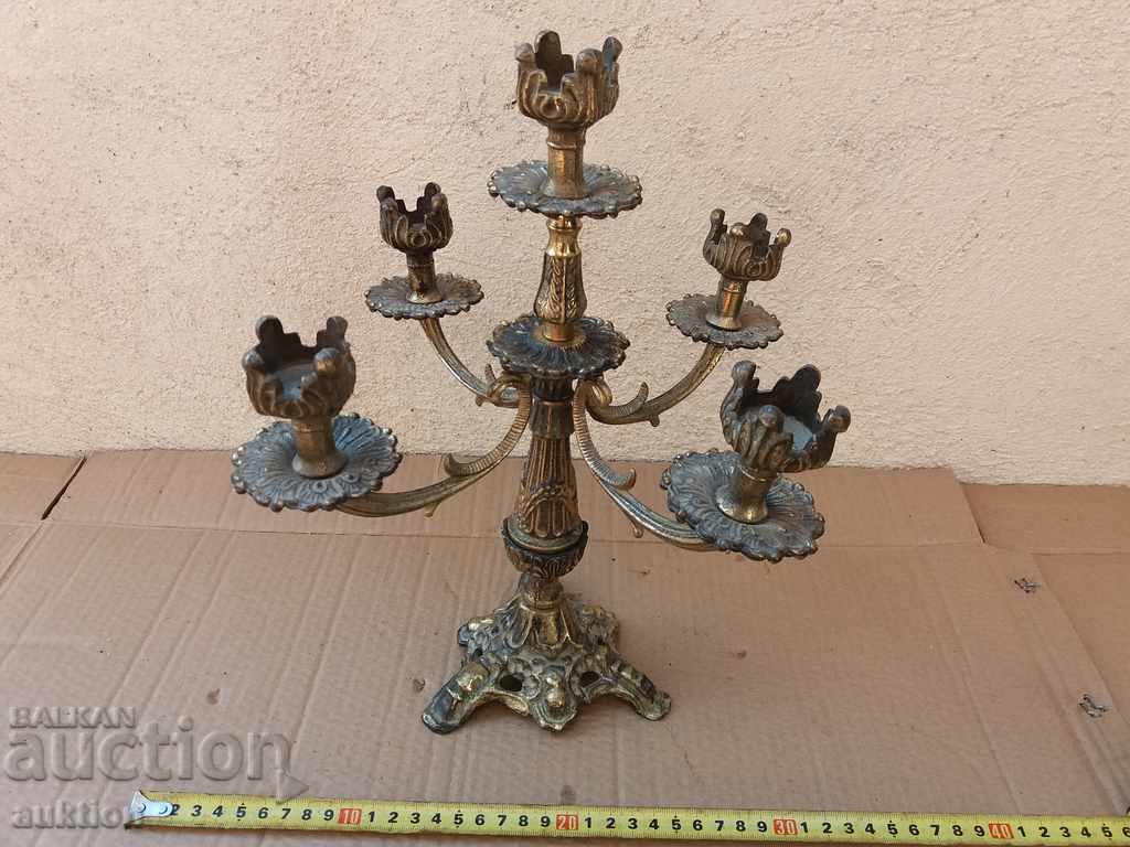 Auction  MASSIVE BRONZE CANDLEHOLDER - FOR 5 CANDLES - ARICHOCRATIC