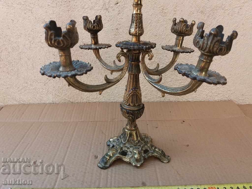 MASSIVE BRONZE CANDLEHOLDER - FOR 5 CANDLES - ARICHOCRATIC - 5