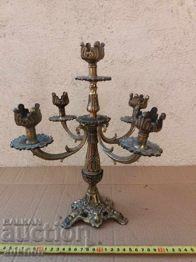 MASSIVE BRONZE CANDLEHOLDER - FOR 5 CANDLES - ARICHOCRATIC - 6