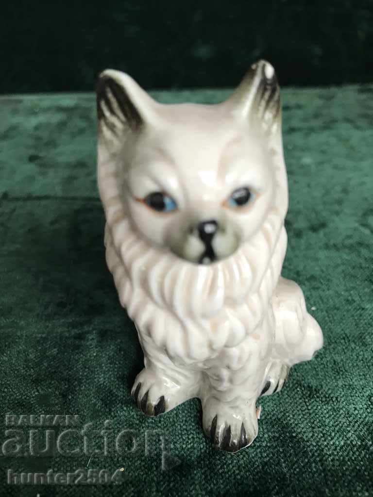 Cat-fine Porcelain, figurine, magnificent, old, 8 cm