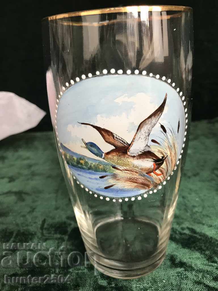 Halba vânătorului, rață pictată și ornamente aurii 16/7,5 cm