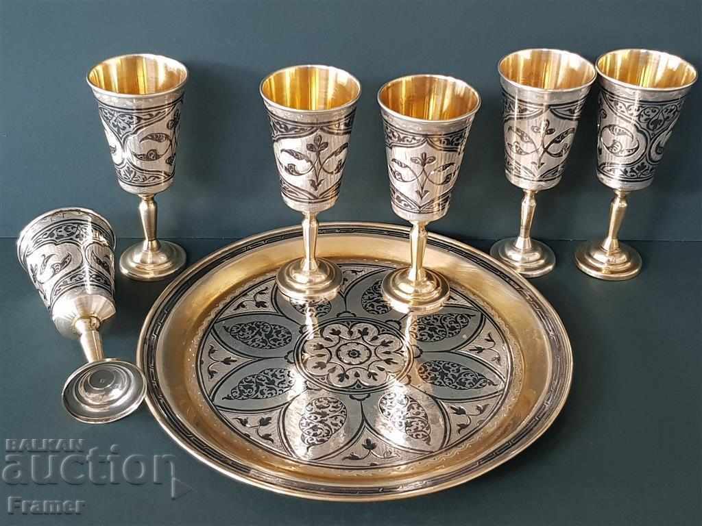 Livrarea 6 Cupe de argint Cupe nielo aurire Cupă de argint rusă