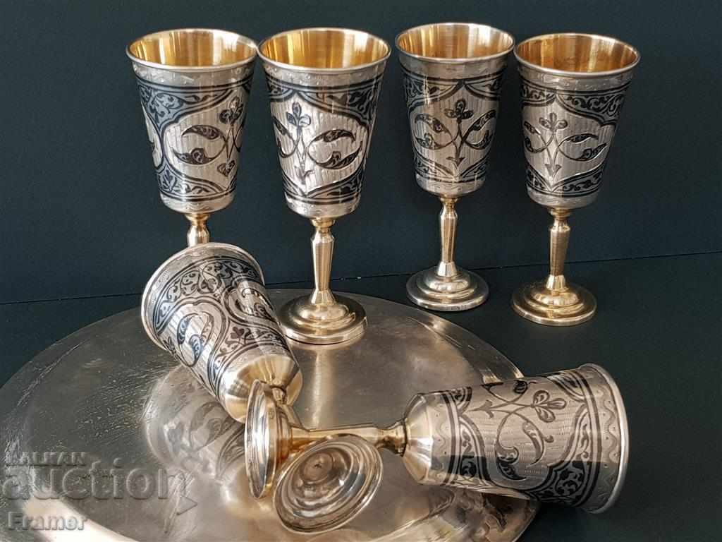 6 Cupe de argint Cupe nielo aurire Cupă de argint rusă - 6