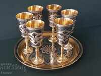 6 silver Cups Cups nielo gilding Russian silver cup