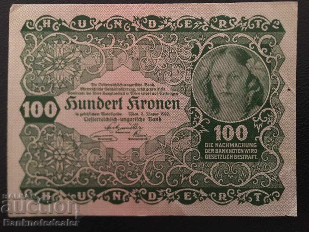 Auction Austria 100 Kronen 1922 Pick 77 Ref 2309 Auction Austria 100 Kronen 1922 Pick 77 Ref 2309