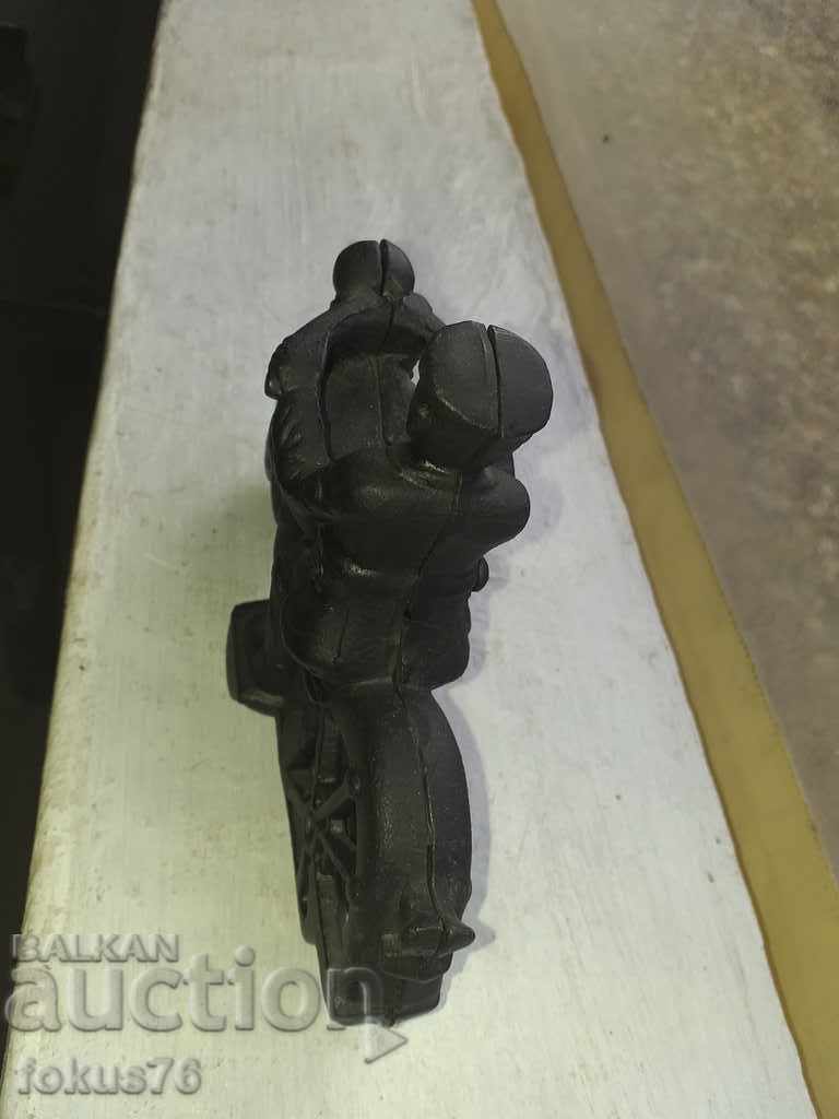 Delivery of Motorcyclist cast iron figure statuette Delivery of Motorcyclist cast iron figure statuette