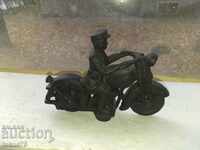 Motorcyclist cast iron figure statuette
