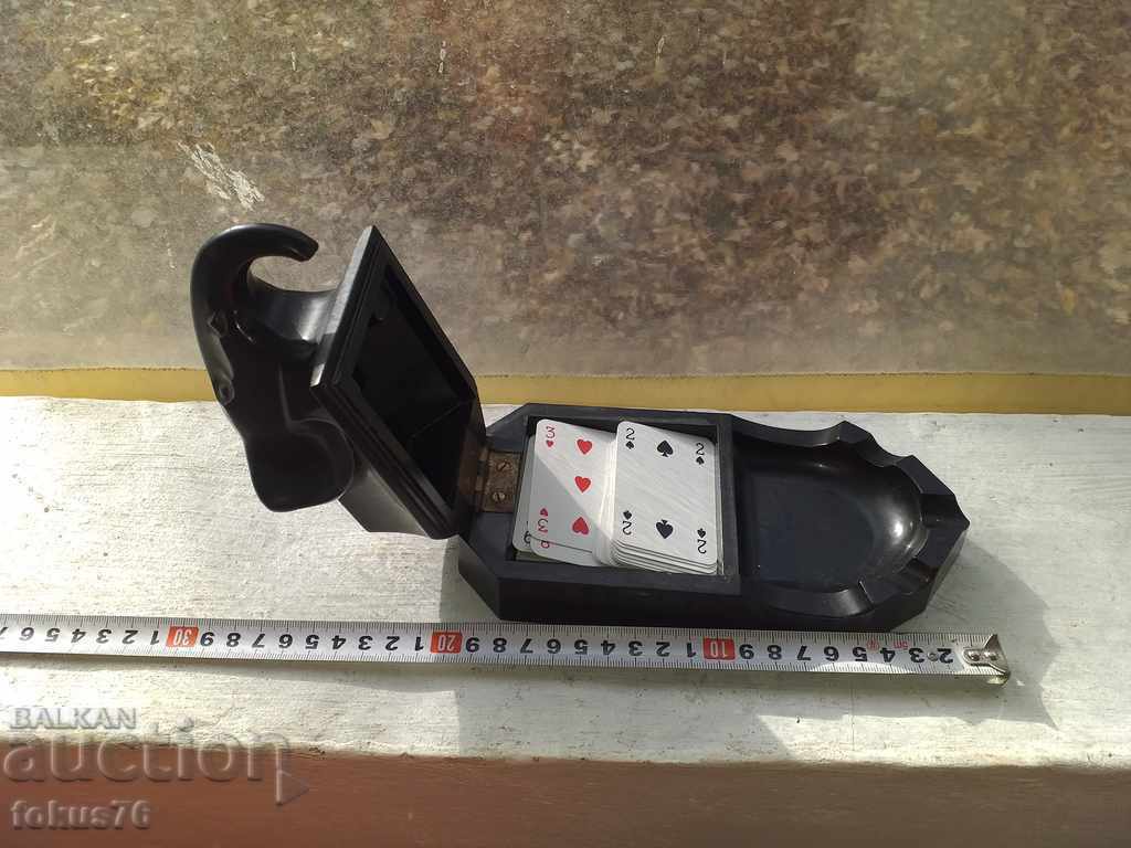 Bakelite ashtray Gummon elephant head + bonus cards - 6 Bakelite ashtray Gummon elephant head + bonus cards - 6